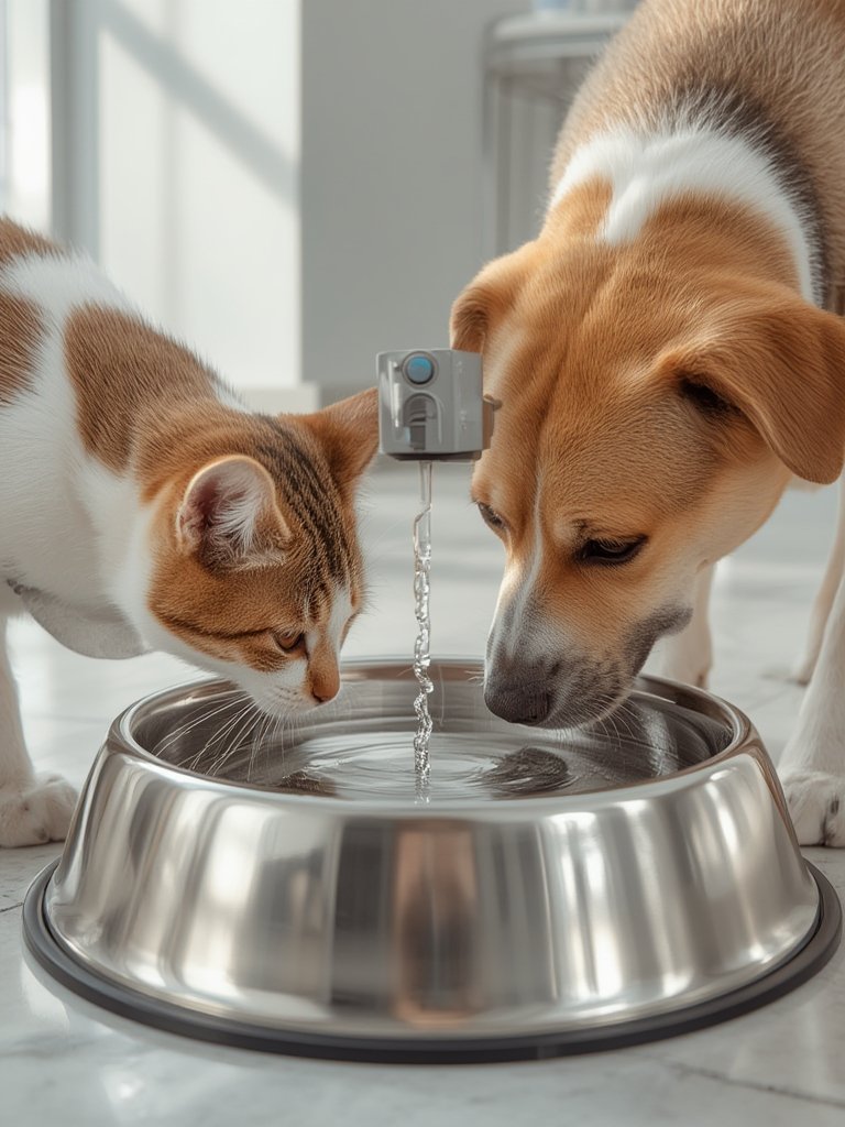 pet fountain in action