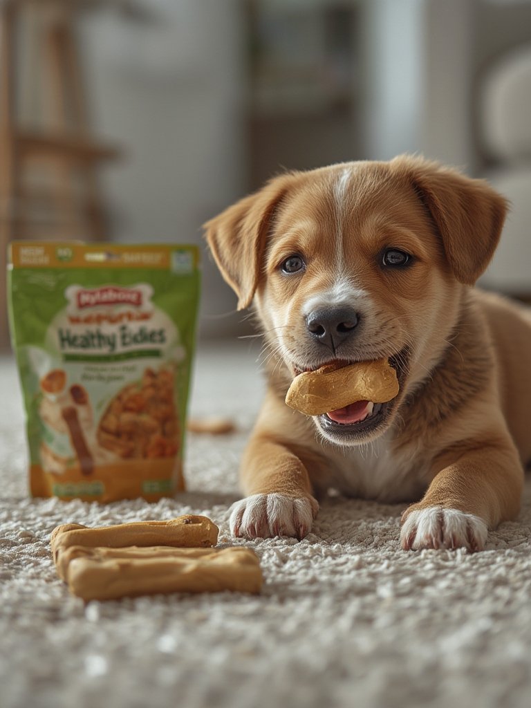 edible puppy treats being enjoyed by puppies