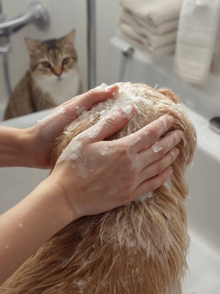 healthy pet skin after antifungal shampoo