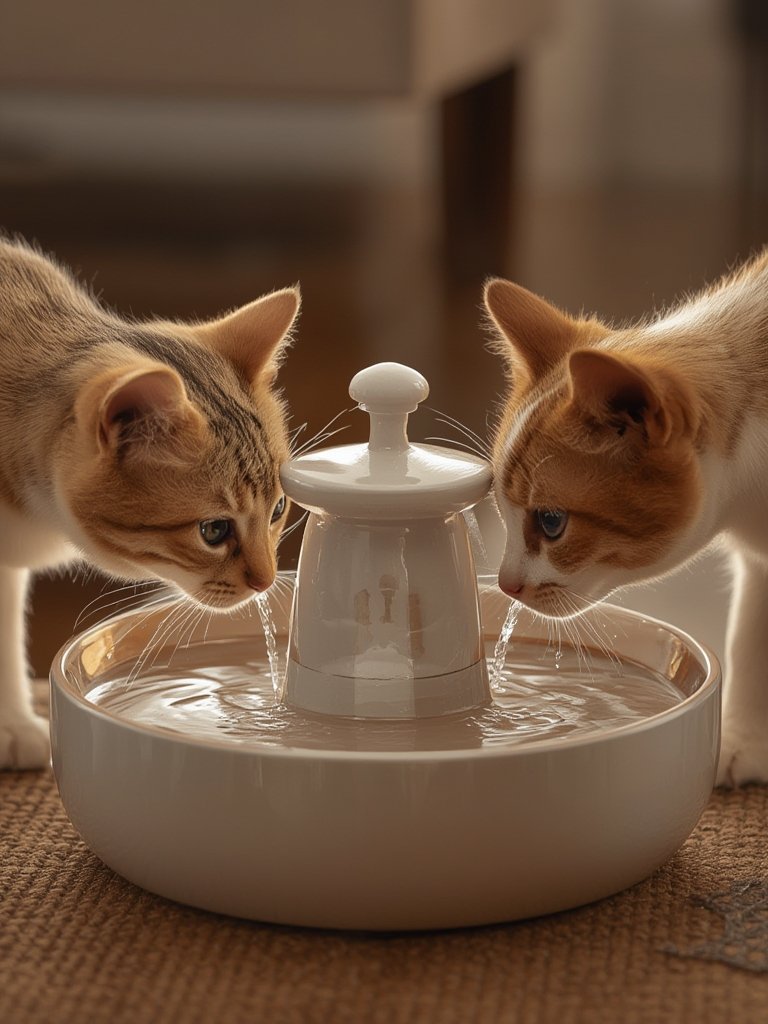 ceramic fountain in action