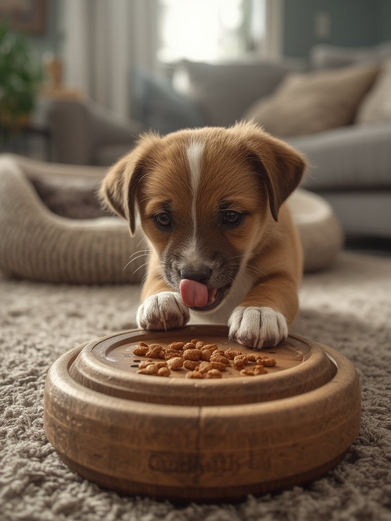 dog feeder in action
