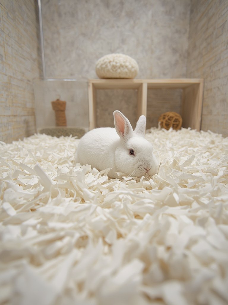 small animal bedding in use in pet habitat